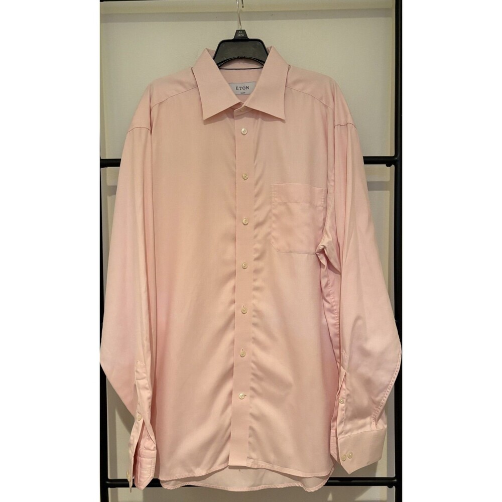 Eton Men's Cambridge Dress Shirt in Pink Classic Fit Size 17
